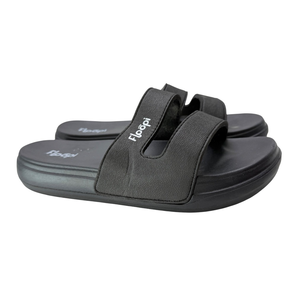Floopi Women Black Double Strap Slide Sandals‎ Comfort Pool Beach Size Unknown